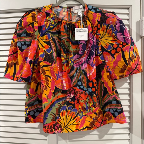 Lavender Brown Tops - Lavender Brown Multicolor Floral Blouse